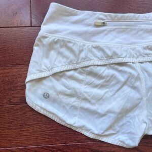 White lululemon sped up shorts